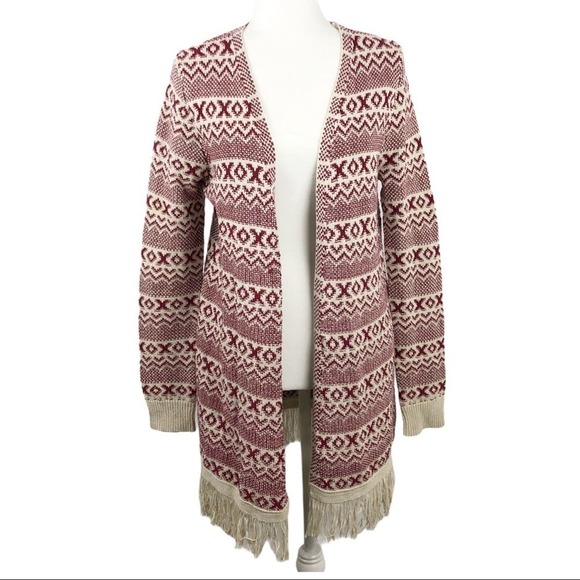 Natural Reflections Fringe XOXO Open  Cardigan S - Picture 1 of 14